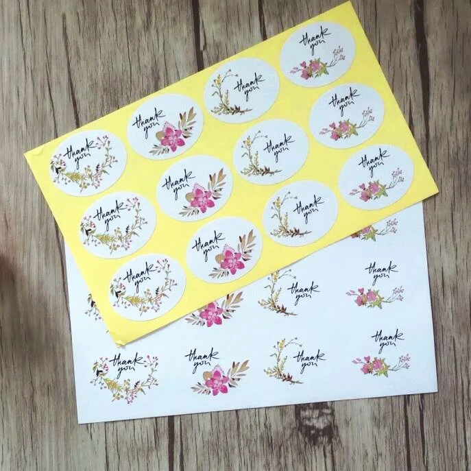 

120pcs Thank you garden Flower gift seal label Adhesive Kraft Seal Sticker for Baking Stickers Funny DIY work