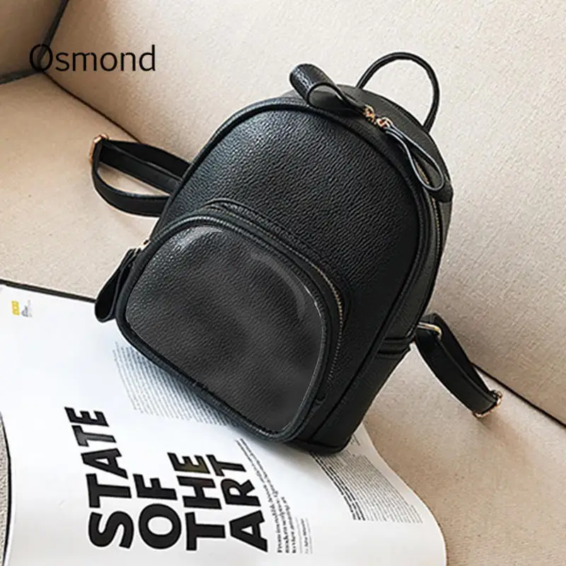 

Osmond Feminine Clear Backpack Women PU Leather Back Pack Female Schoolbags For Teenage Girl Small Transparent Satchel Mochilas