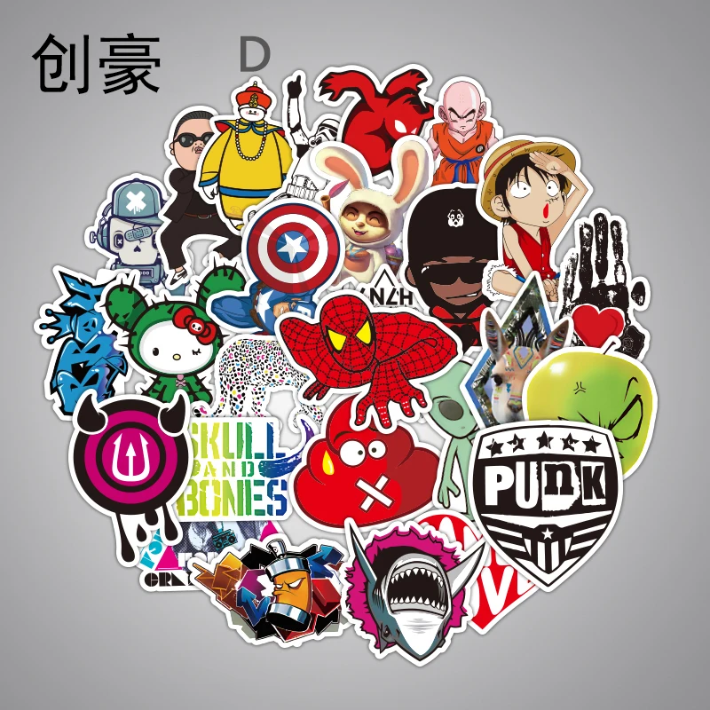 100Pcs Styling Funny Cool Sticker Bomb Waterproof Graffiti Doodle Sticker Skateboard Decal Toy Sticker