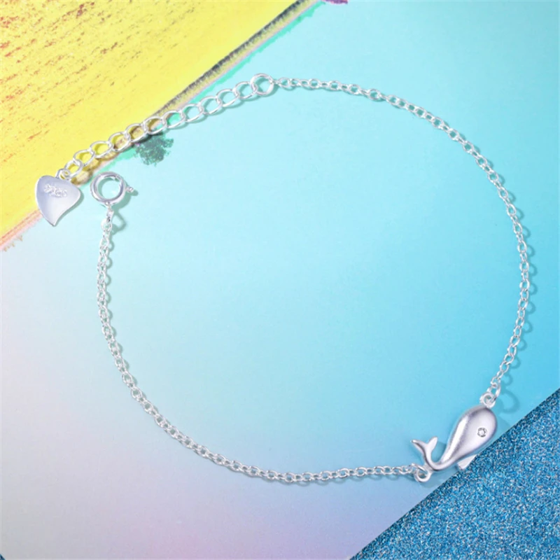 

Hand Chain Cute Animal Charm Bracelet 925 Sterling Sliver Dolphin Zircon Bracelet Chile Luxe Jewelry Summer Accessories KSL2012