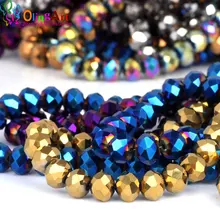 Olingart 3/4/6/8/10/12mm aaa misturado facetado cristal grânulo rondelle espaçador contas diy pulseira gargantilha colar jóias fazendo