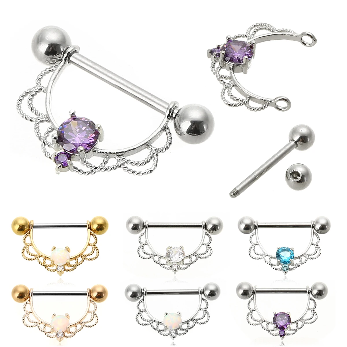 1pcs Shellhard Nipple Ring Woman Body Piercing Jewelry 14G 316L