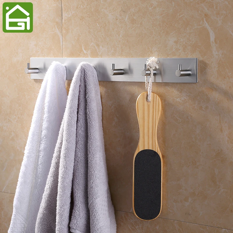 

Rustproof SUB 304 Stainless Steel 3m Sticker Wall Mounted Hooks Rail Bathroom Kitchen Bar Wall Hook for Clothes Keys Towel
