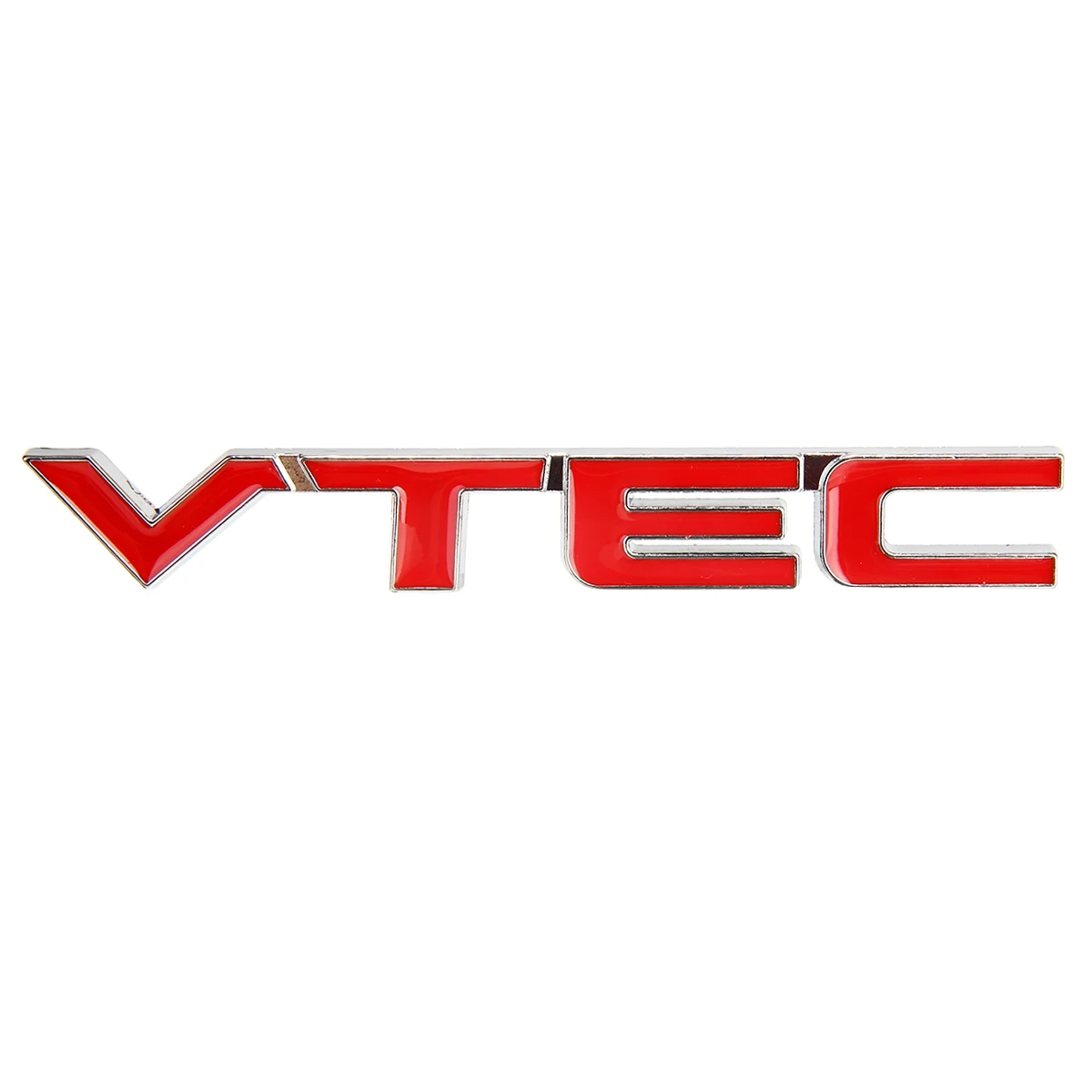 Car DIY Decoration 1pc 3D Full Metal Car Body Badge Sticker VTEC Logo Car Styling Emblem Decals for Honda Red+Silver