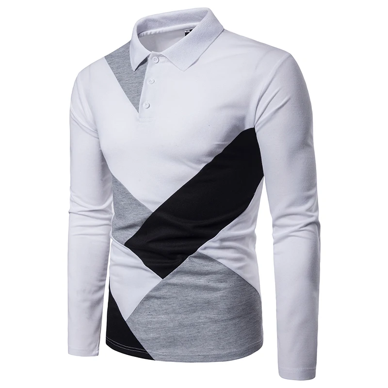 Мужская рубашка поло с перекрестной каймой Camisa Masculina рубашка из хлопка с длинными рукавами брендовая летняя спортивная рубашка с неровной строчкой