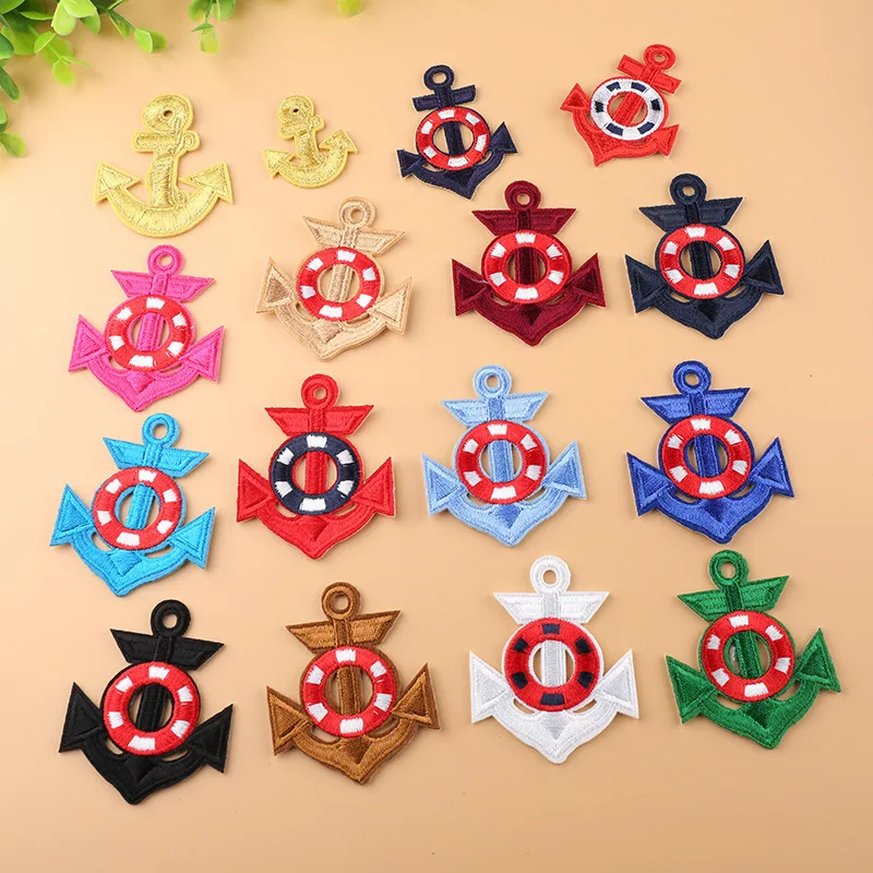 

1Pcs Anchor Embroidery Patch Heat Transfers Iron On Sew On Patches for DIY T-shirt Clothes Stickers Decorative Appliques 47304