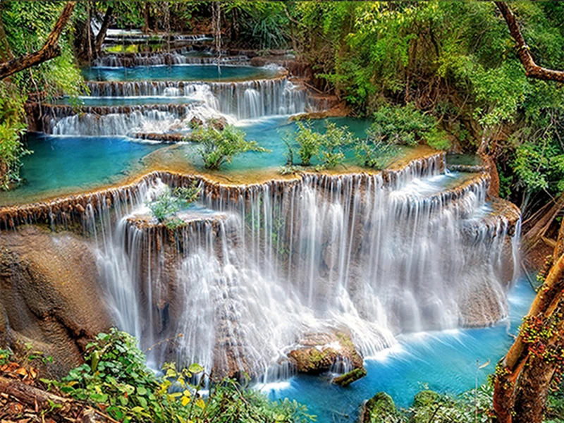 

5D Diamond Painting Landscape Waterfall Full Round Diamond Embroidery Waterfall Rhinestone Mosaic Needlework Handmade Kit