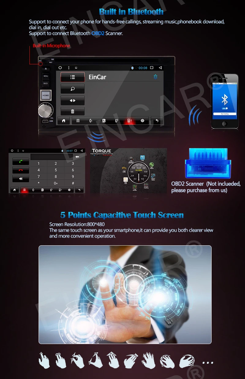 Clearance 6.2" Android 6.0 Car GPS Navigation Stereo Muti-Media Radio Auto Stereo Bluetooth DVD Player Quad Core for Universal Double 2din 3