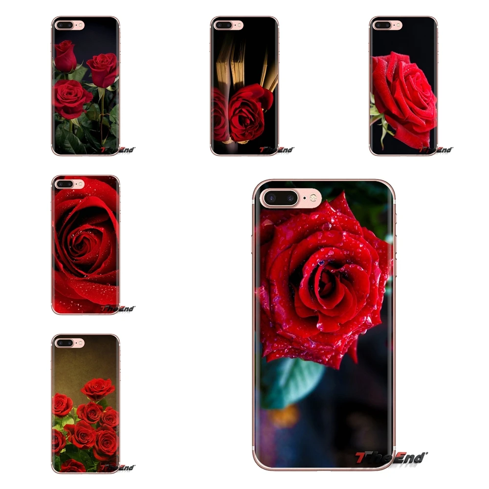For Xiaomi Redmi 4A S2 Note 3 3S 4 4X 5 Plus 6 7 6A Pro Pocophone F1 Red Rose Flowers HD Wallpaper Soft Transparent Shell Covers |