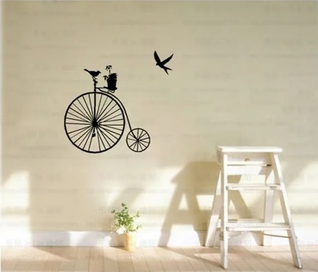 vintage bicycle wall sticker living room bedroom decor mural art