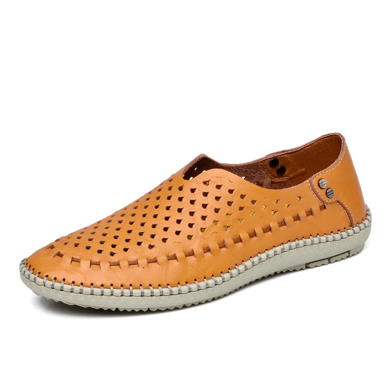 

Men's Loafers 2019 Summer Solid Breathable Mesh Shoes Mens Casual Shoes Slip on Man Shoes Leather Genuine Moccasins Men