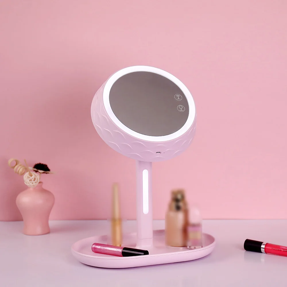 Освещенный туалетный столик компактное зеркало для макияжа коснутое регулируемое вращающееся ABS яркость домашнее прикроватное зеркало для спальни со светом
