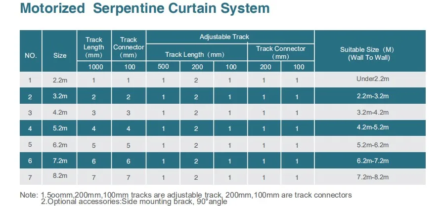 curtain size option