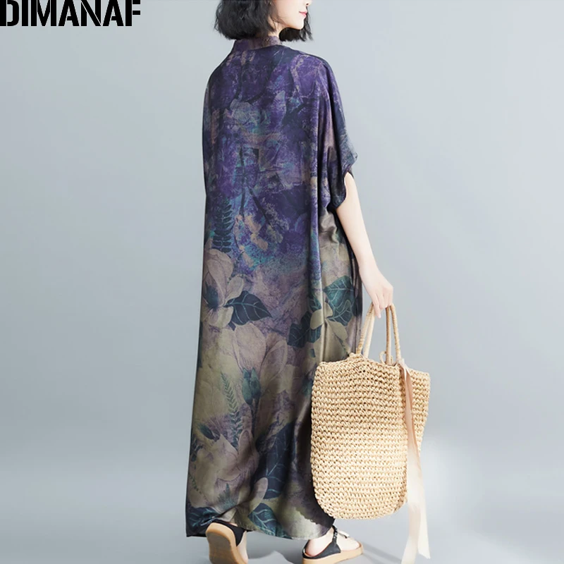 DIMANAF, женское платье большого размера, винтажное, большой размер, для женщин, Vestido, летний сарафан, свободный, с цветочным принтом, для девушек, элегантное, длинное платье, 5XL, 6XL