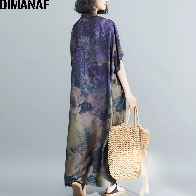 Wholesale 9gtKP DIMANAF Plus Size Women Dress Vintage Big Size Female Vestido Summer Sundress Loose Print Floral Lady Elegant Long Dress 5XL 6XL