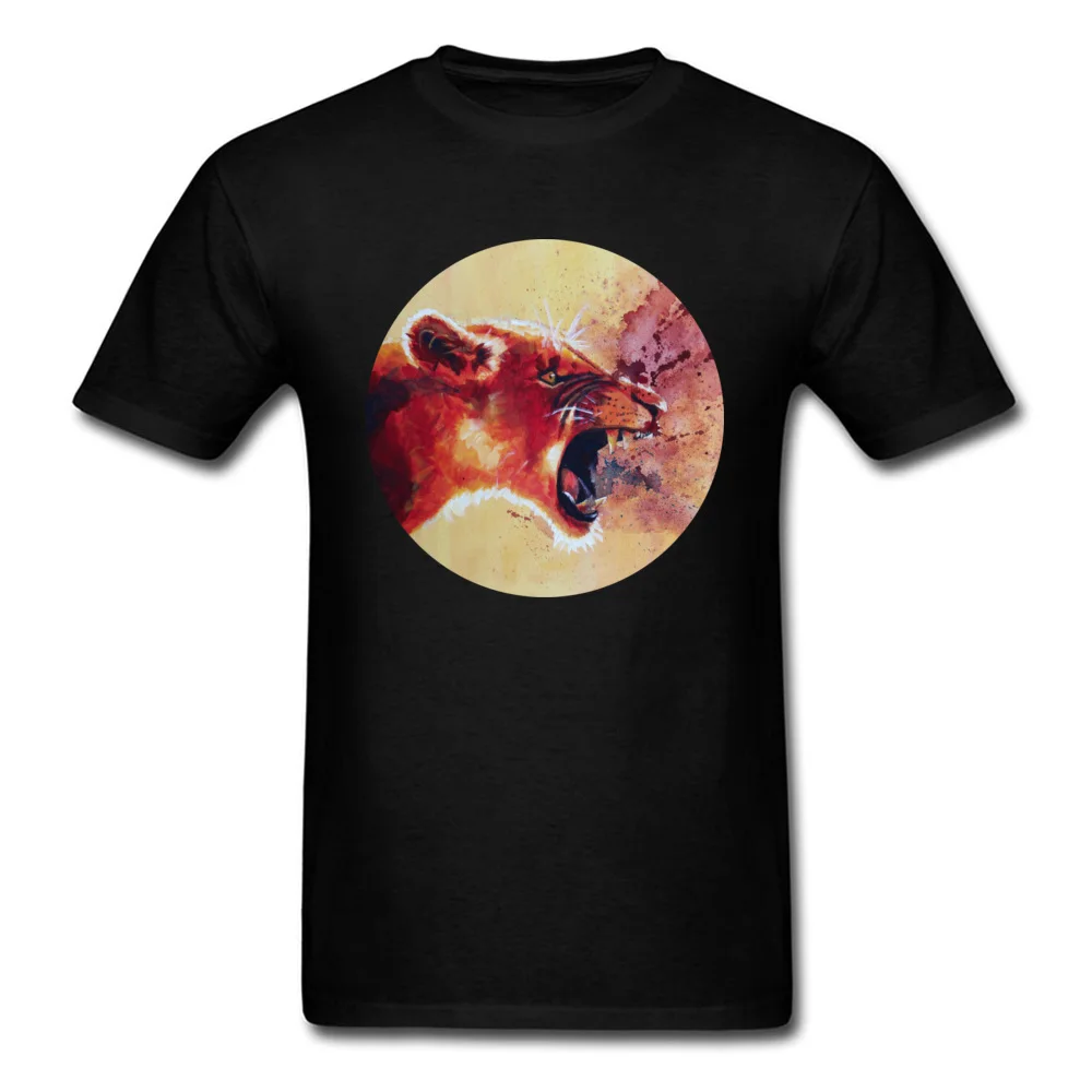 Men New Coming Tops Shirt O-Neck Summer/Autumn 100% Cotton Top T-shirts Fashionable Short Sleeve Roar Lion portrait Tshirts Roar Lion portrait black