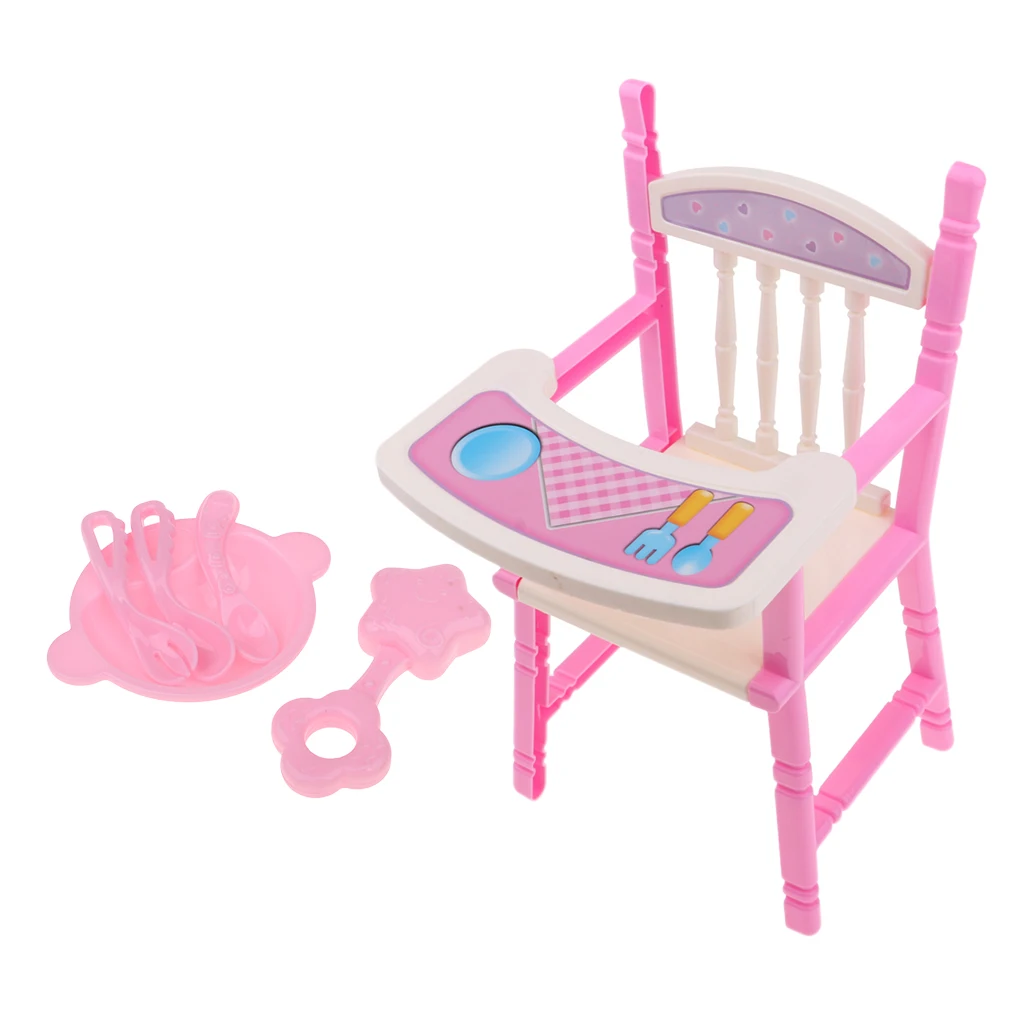 2 Set Folding Baby Dining Chair Tableware Kit Simulation Furniture Toy Reborn Doll MellChan Baby Dolls Kids Children Role Play