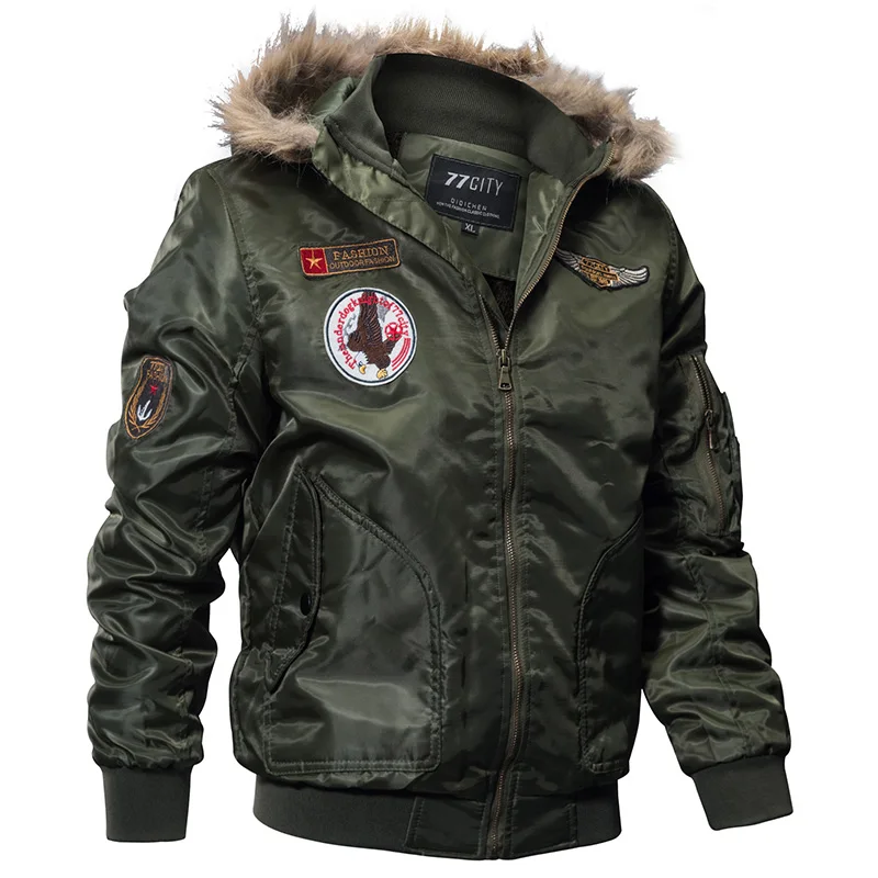 Refire gear зимняя военная куртка-бомбер мужская армейская тактическая куртка ВВС теплая подкладка из шерсти верхняя одежда парки с капюшоном пальто пилота - Цвет: Army Green