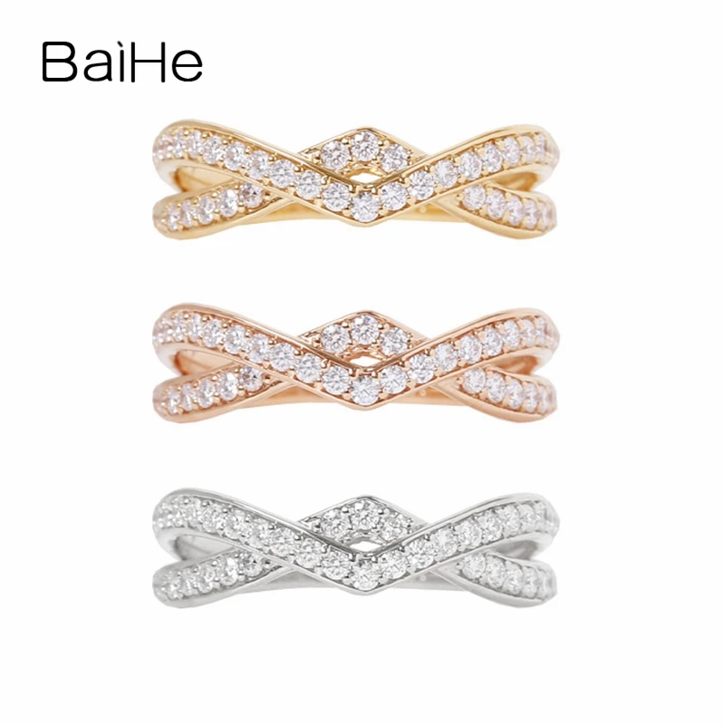 BAIHE однотонное 14K розовое золото около 0 40 карат H/SI круглые ограненные натуральные