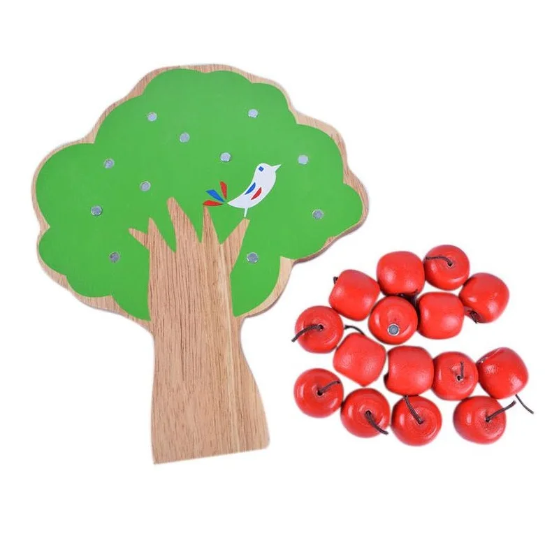 Fly AC Wooden Toys Magnetic Apple Tree Montessori Educational Early Preschool Training Toys for Children Birthday Gift