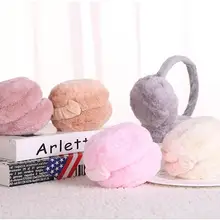 С мехом кролика Зимние Для женщин теплый мех кролика наушники девушки мочки Женская Плюшевые ухо муфты