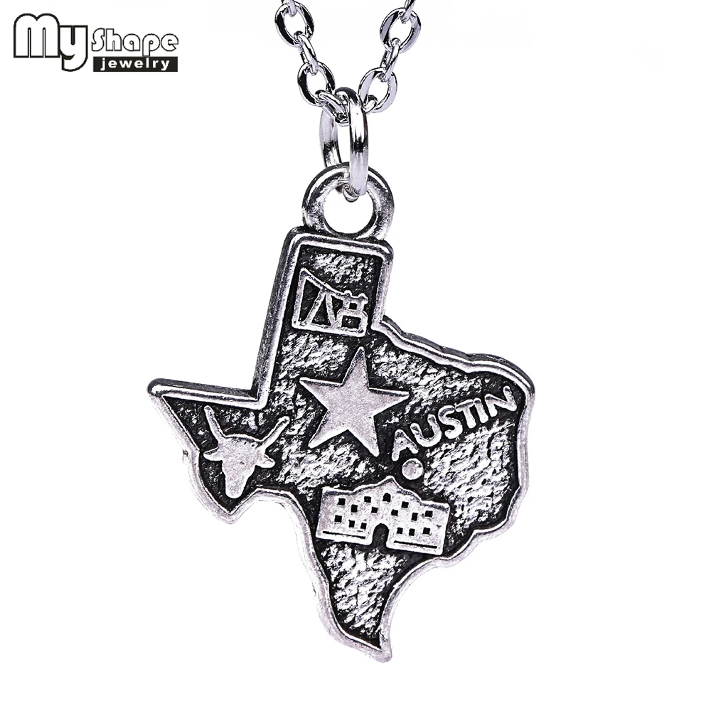 

My shape 3 styles Outline Texas State Necklace American Map Necklace Geography Pendant USA State Simple Customized Jewelry