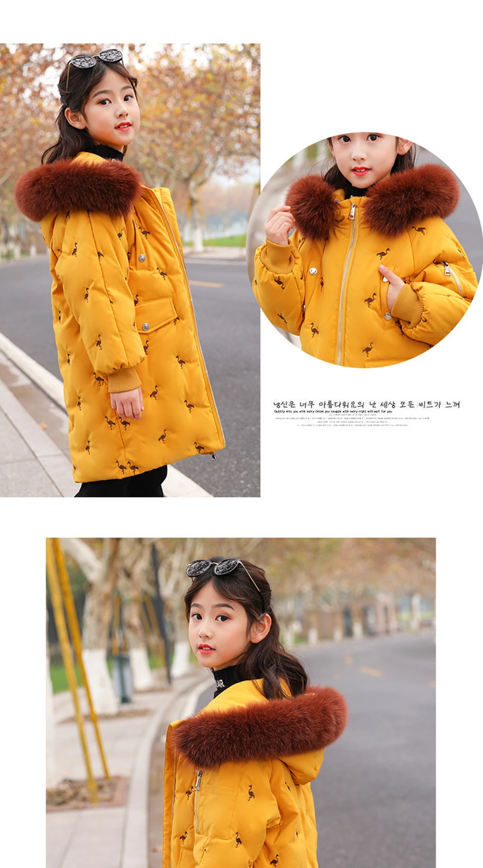 Girl Winter Jacket White Duck Down Coat Hooded Fur Children Outwear Teenage Fashion Parka Kids Snowsuit New- 30 Overcoat