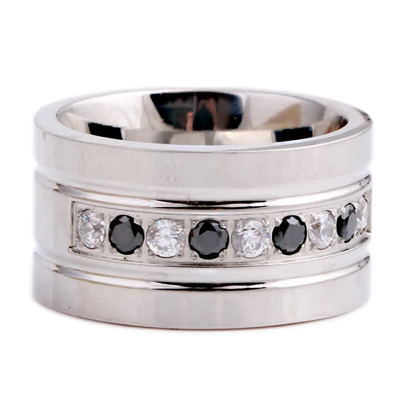Modyle Two Color 316L Stainless Steel CZ Zircon Channel Setting Ring For Women Birthday gift