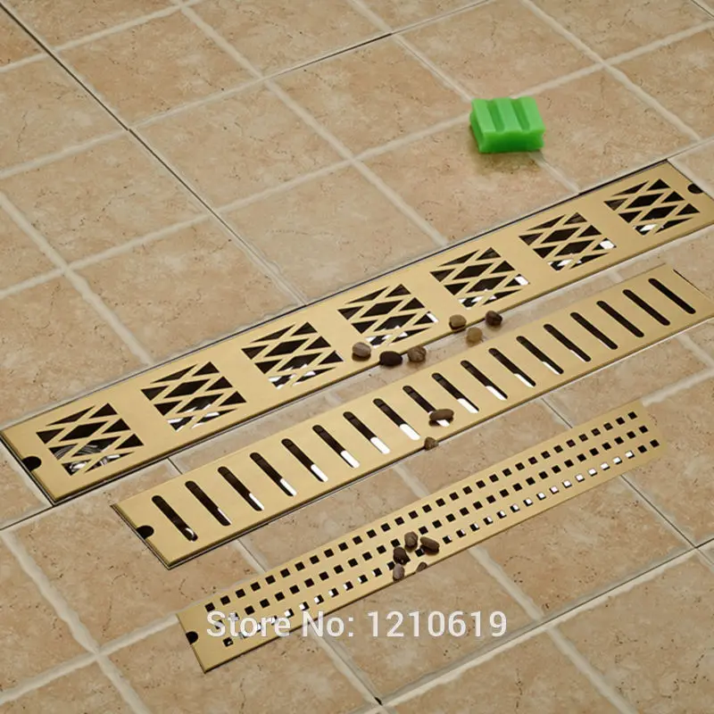 

Contemporary Floor Mounted 700mm Bathroom Shower Room Golden Finish Deodorization Floor Drain