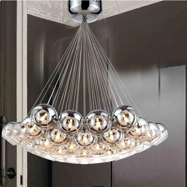 Modern fashion dia120mm glass ball pendant light fixture DIY home deco G4 LED bulb chrome plated