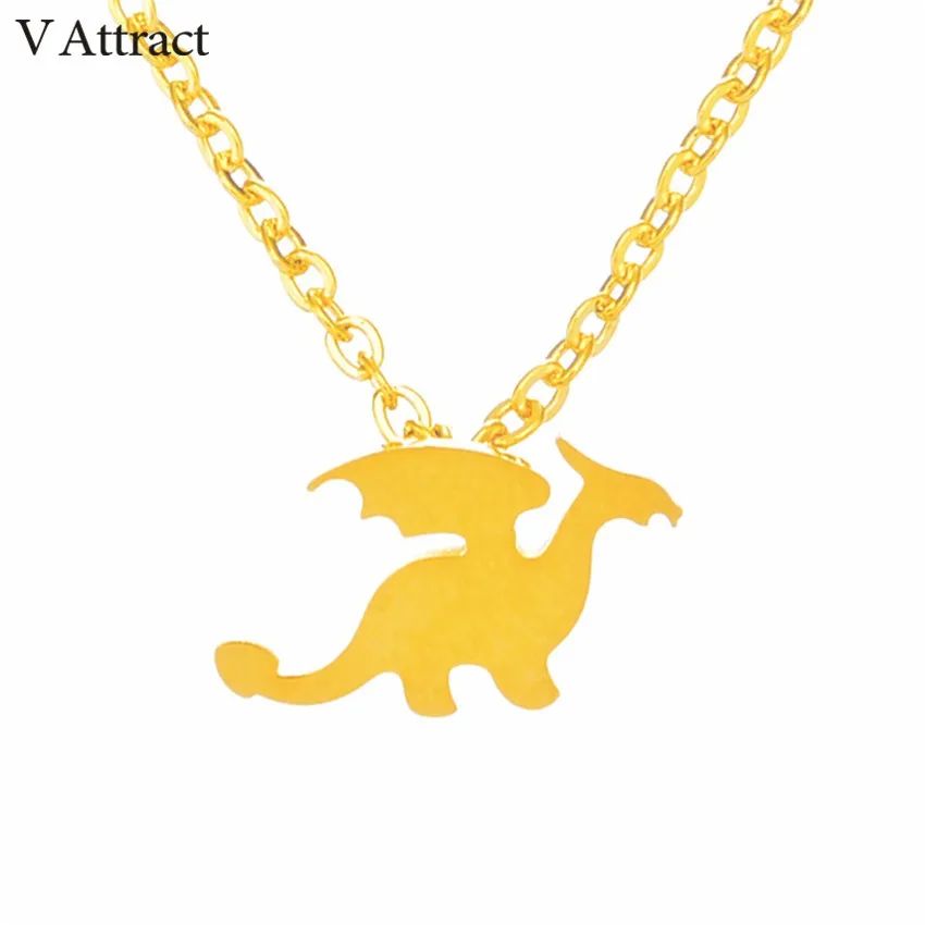 

V Attract Halloween Gift Stainless Steel Dragon Charm Necklaces Vintage Viking Jewelry Gold Silver Collares Grandes De Moda