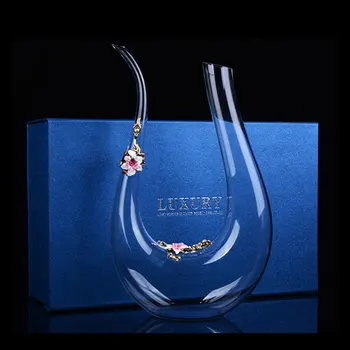 

Colour Enamels Crystal Glass U Shape Transparent Wine Decanter Two color for choose