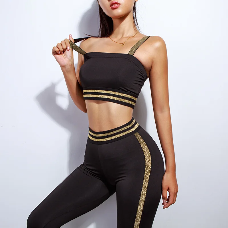 

Women Gym Slim Running Sports Sets Women Bra +Long Pants High Waist Yoga Set Fitness Clothing Women Fitness Sport Suit