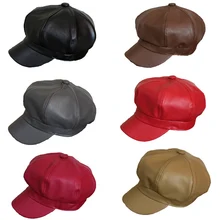 Мужская и женская кожаная восьмиугольная пекарская Кепка Гэтсби Newsboy Casquette остроконечная шляпа таксиста HATCS0044