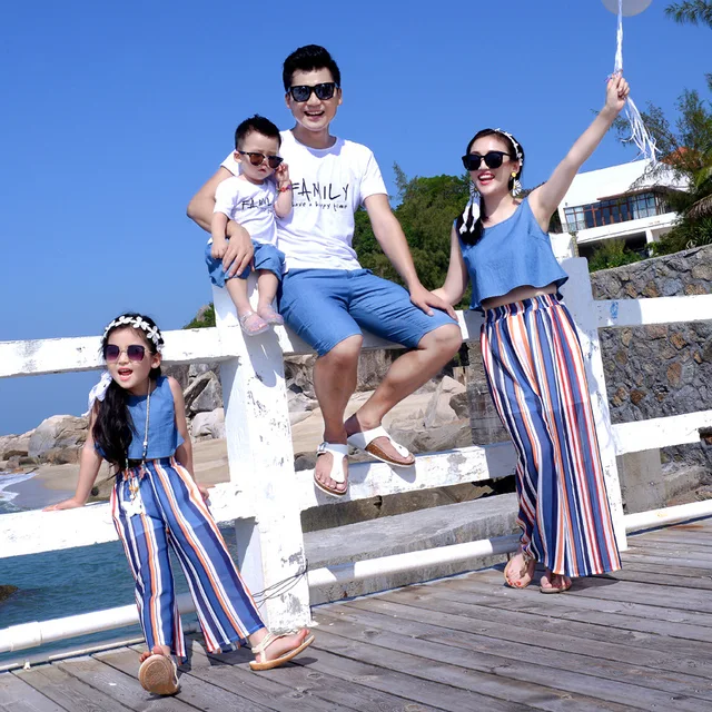 Mother Daughter Outfits 2018 Bohemian Style Beach Dress T Shirts Mother Daughter Outfits 2018 Bohemian Style Beach Dress T Shirts Shorts Family Look