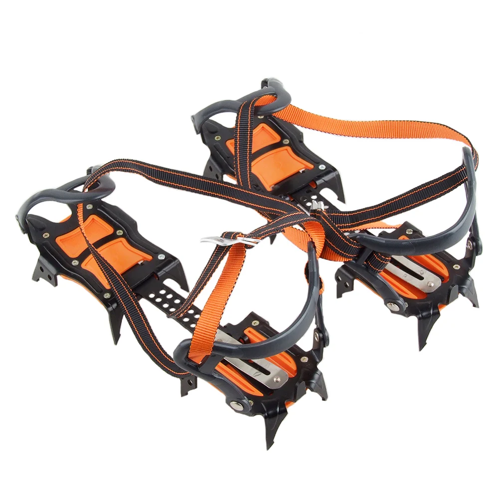 

LUCKSTONE Steel Anti Slip 10 Teeth Ice Snow climbing crampons Shoe Spike Grip Chainice ice spikes escalada snow chains for shoes