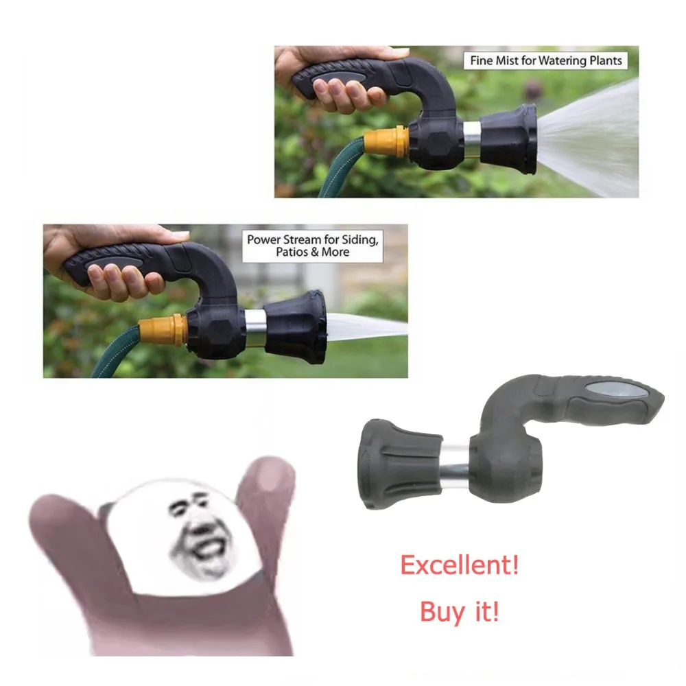 

Mighty Power Hose Blaster Fireman's Nozzle Lawn Garden Super Powerful Home Original Car Washing by BulbHead Wash Water Your Lawn