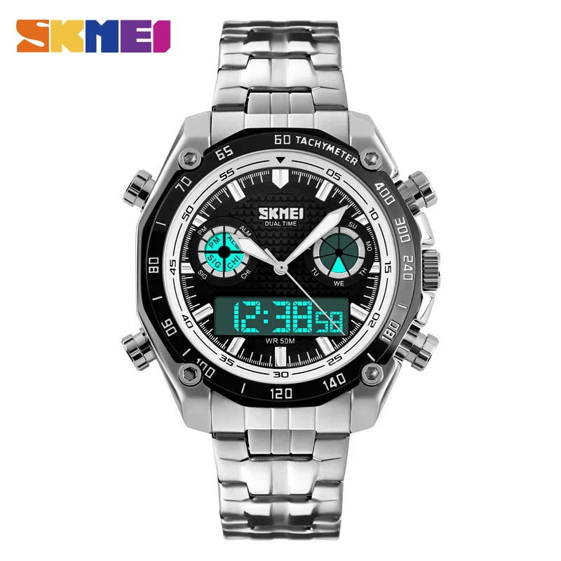 

SKMEI Fashion Digital Watch Sport Quartz Men's Watch Stainless Steel Water Resistant Wrist Watches Male Relogio Masculino 1204
