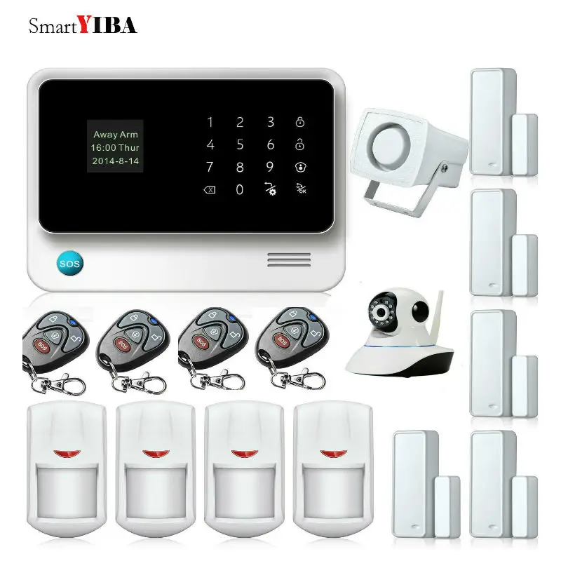

SmartYIBA APP Remote Control WIFI GSM Security System for Home Door Sensor Alarm IP Camera Detector Alarm Kits House Alarm