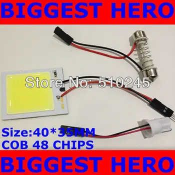 

30X Free shipping light COB panel 48 chips leds 8W LED Light Bulb Lamp +T10 FESTOON CONNECTOR White