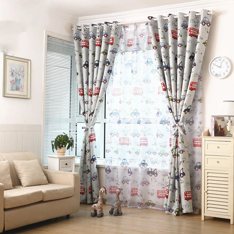 2017 Cartoon Car Curtains Decorative Curtains for Kids Baby Room Drapes