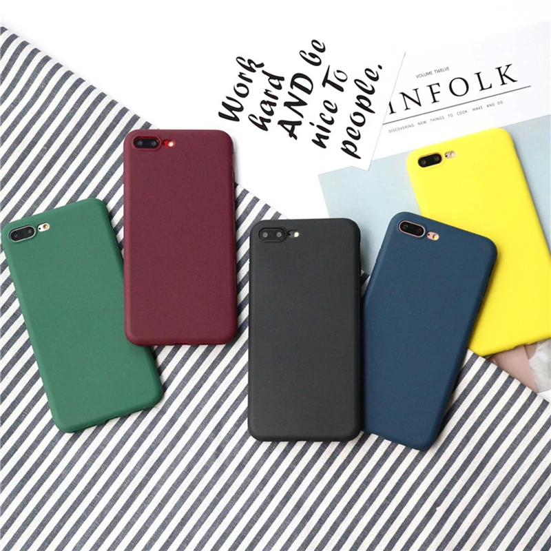 

Candy Color Matte Soft TPU Silicone Protective Case Cover For Apple iPhone 6 6G 6s 7 8 Plus 8Plus 10 X XR XS Max Cases Coque