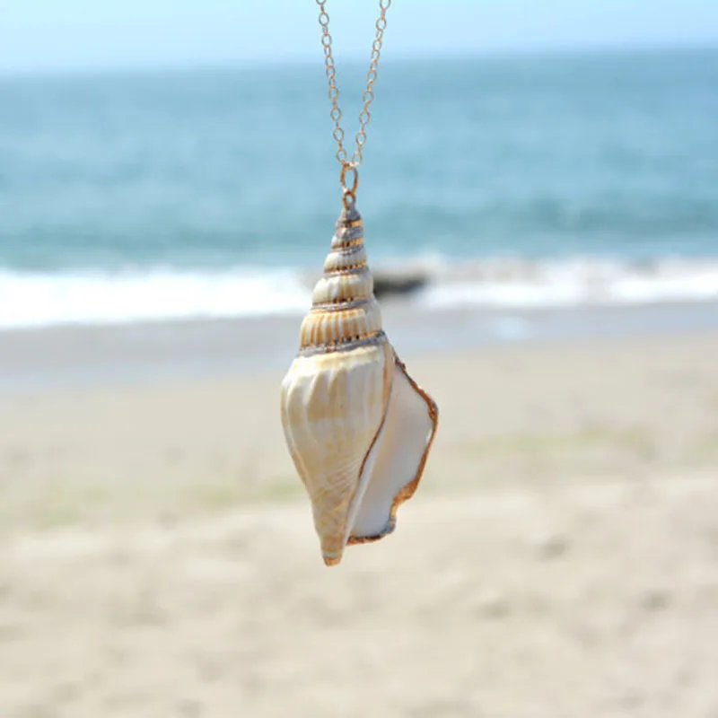 

Bohemian Necklace Natural Starfish Conch Sea Shell Pendant Necklace Women Long Necklace Summer Jewelry collares de moda 2019