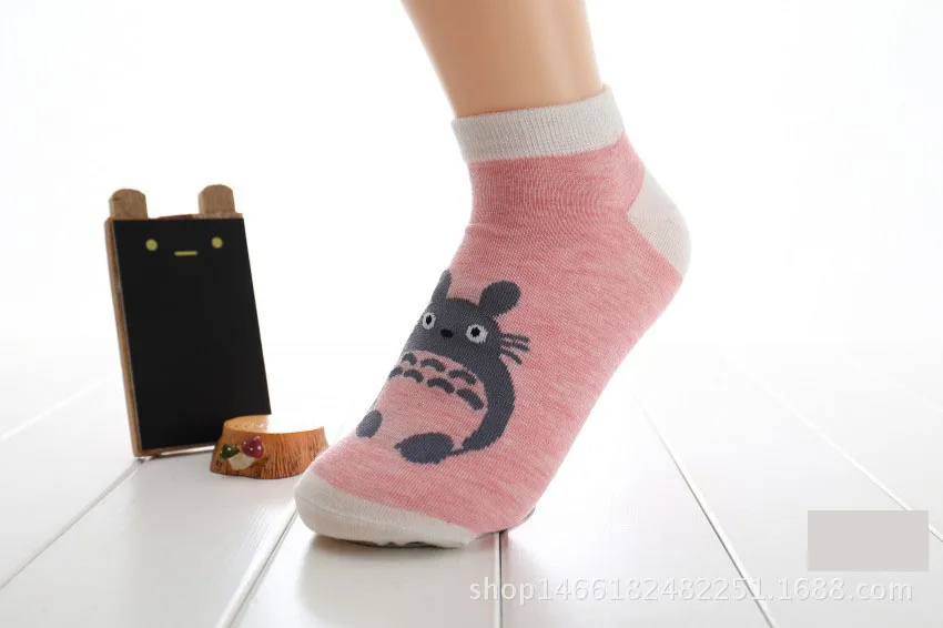 Однотонные Короткие хлопковые носки с закрытым носком; дышащие удобные женские модные короткие Носки с рисунком Тоторо