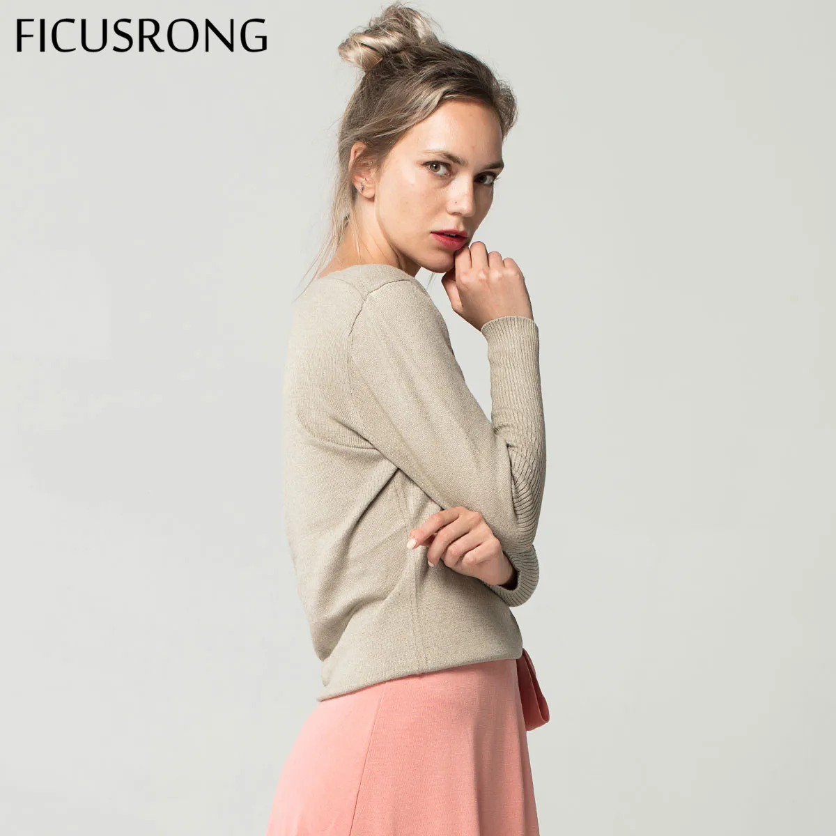 Billig Frühling Herbst Damen V ausschnitt Kaschmir Pullover Lose Mode Plus Größe 4XL Solide frauen Wolle Fledermaus Pullover Pullover FICUSRONG