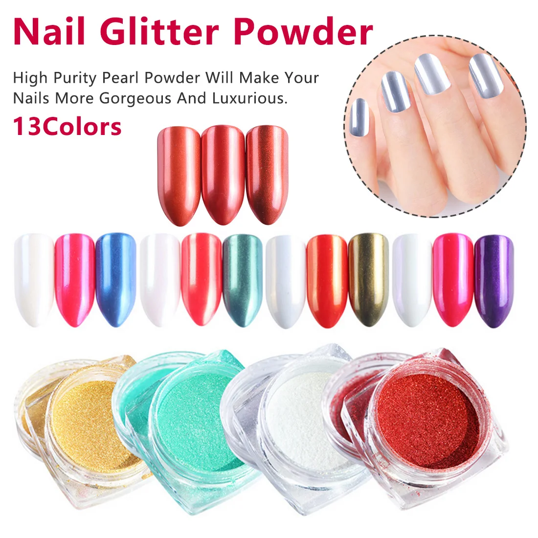 Ногтей Блеск порошок магнитный эффект Краски Nail Art Украшение Magic Цвет Титановый порошок Super Fine пластинчатый Металл порошок