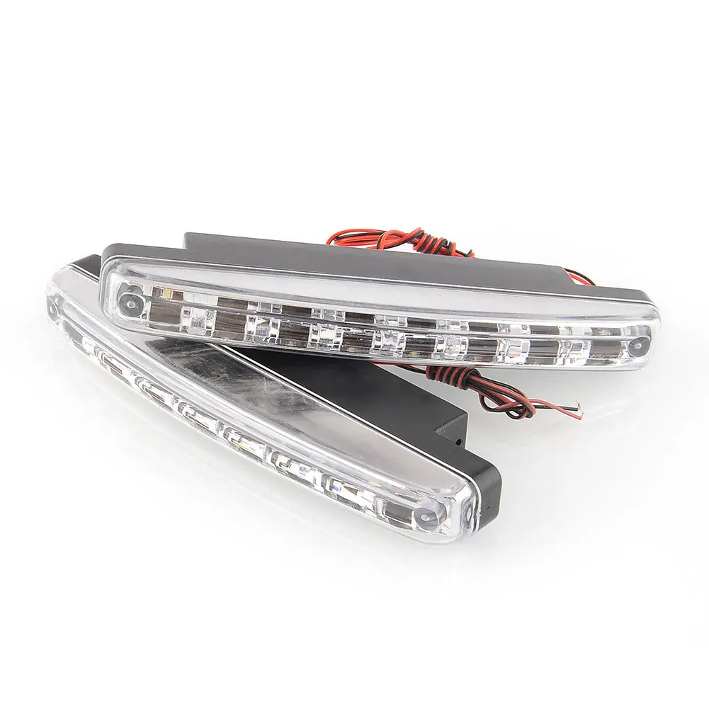 

2x 1 Pair Car Vehicle Truck Daytime Running Driving Light 8 LED DRL Daylight Headlight Light White 12V Easy install Slim