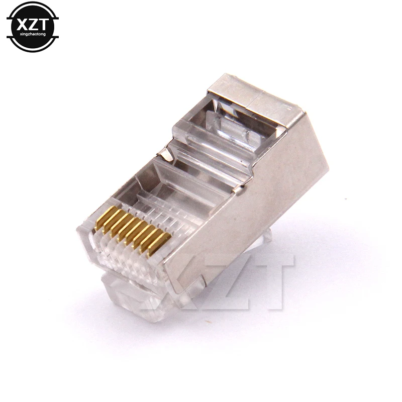 50Pcs Connettore Rj45 Spina Rj45 Cat6 Schermato Connettori Di Rete Maschio Terminali Placcati Oro Stp 8P8C Di Alta Qualità