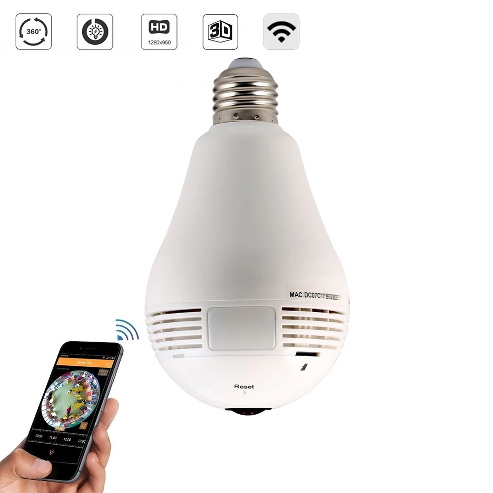 IP Camera WiFi Bulb Lamp Fisheye Camera 360 Degree Wireless Panoramic Surveillance Security Camera Wifi IP Baby Monitor LED Bulb IP Camera WiFi Bulb Lamp Fisheye Camera 360 Degree Wireless Panoramic Surveillance Security Camera Wifi IP Baby Monitor LED Bulb