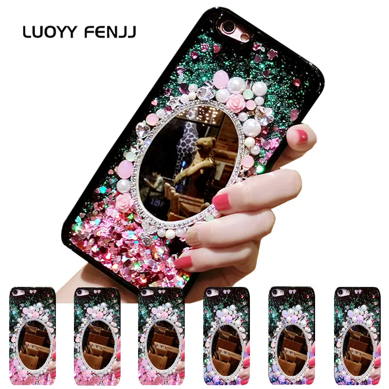 

LUOYY FENJJ Quicksand Mirror Case For iPhone 6 6s Plus Back Cover Luxury Diamond Liquid Phone Case For iPhone 7 8Plus Coque Girl